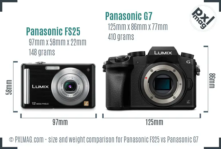 Panasonic FS25 vs Panasonic G7 size comparison