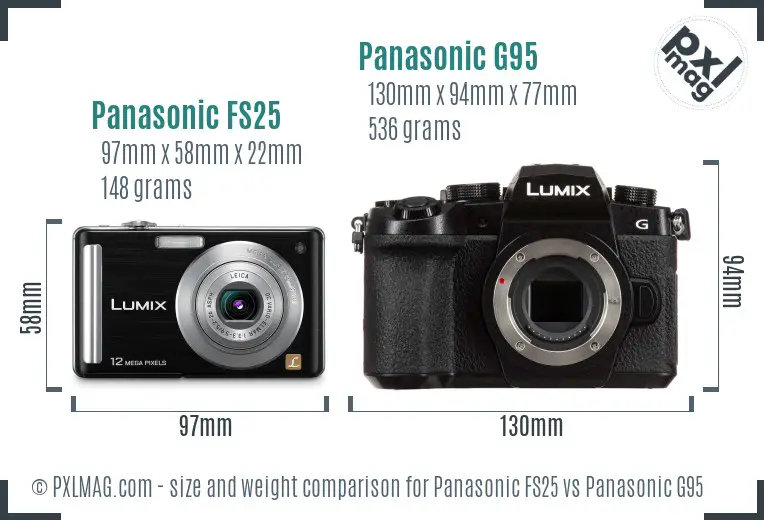 Panasonic FS25 vs Panasonic G95 size comparison