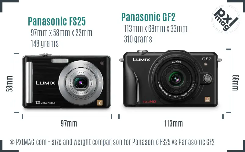 Panasonic FS25 vs Panasonic GF2 size comparison