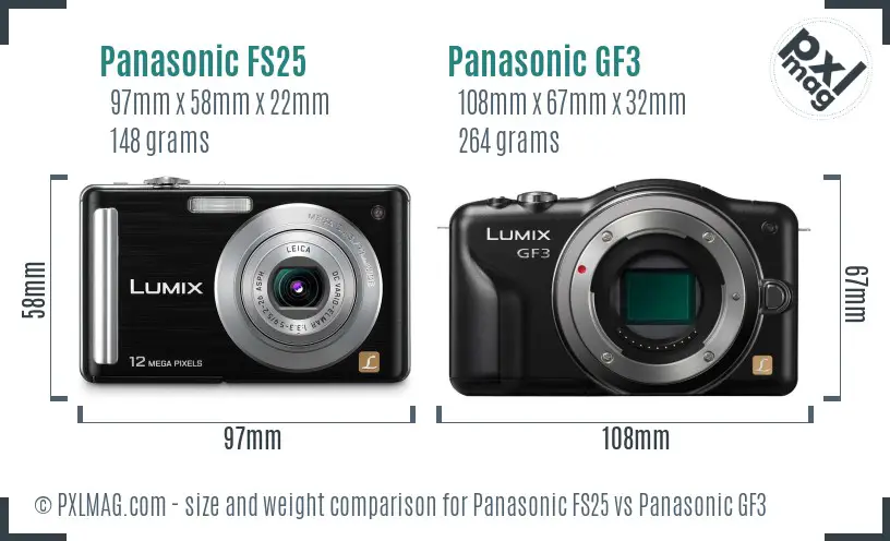Panasonic FS25 vs Panasonic GF3 size comparison