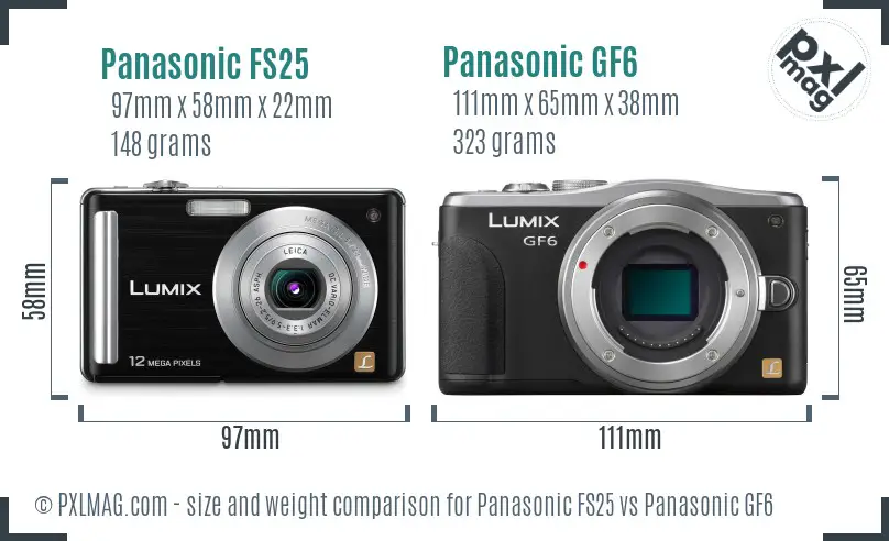 Panasonic FS25 vs Panasonic GF6 size comparison