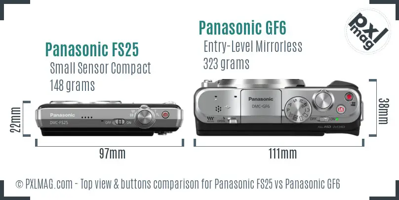 Panasonic FS25 vs Panasonic GF6 top view buttons comparison