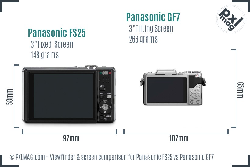 Panasonic FS25 vs Panasonic GF7 Screen and Viewfinder comparison