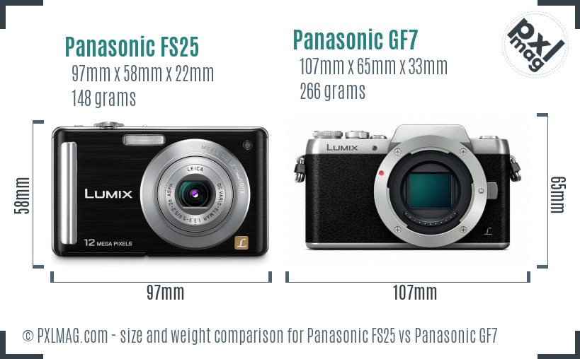 Panasonic FS25 vs Panasonic GF7 size comparison