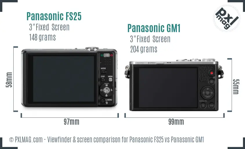 Panasonic FS25 vs Panasonic GM1 Screen and Viewfinder comparison