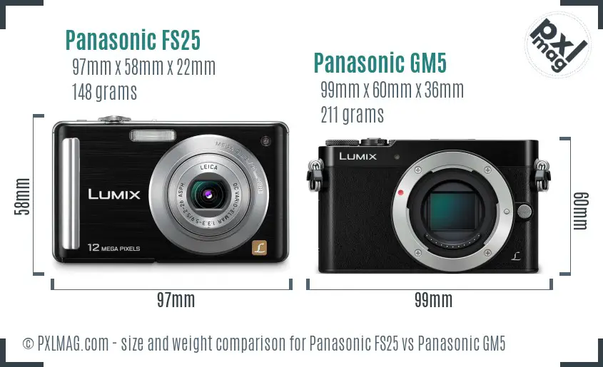 Panasonic FS25 vs Panasonic GM5 size comparison Panasonic FS25 vs Panasonic GM5 size comparison
