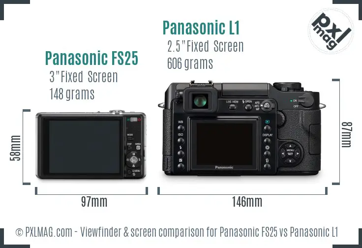 Panasonic FS25 vs Panasonic L1 Screen and Viewfinder comparison