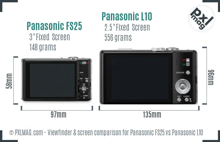 Panasonic FS25 vs Panasonic L10 Screen and Viewfinder comparison
