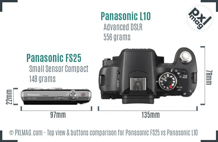 Panasonic FS25 vs Panasonic L10 top view buttons comparison