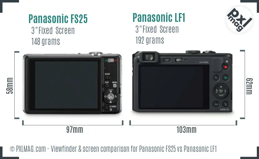 Panasonic FS25 vs Panasonic LF1 Screen and Viewfinder comparison