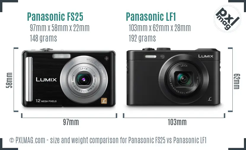 Panasonic FS25 vs Panasonic LF1 size comparison