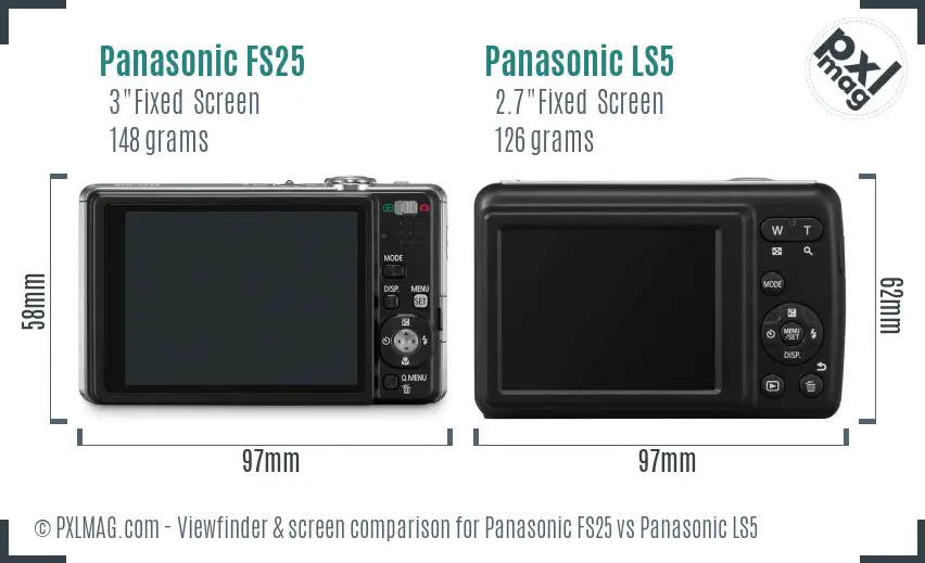 Panasonic FS25 vs Panasonic LS5 Screen and Viewfinder comparison