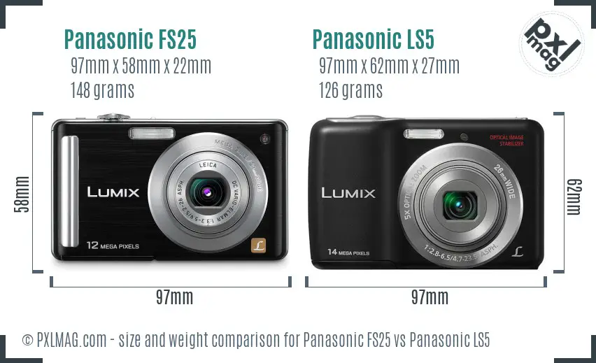 Panasonic FS25 vs Panasonic LS5 size comparison