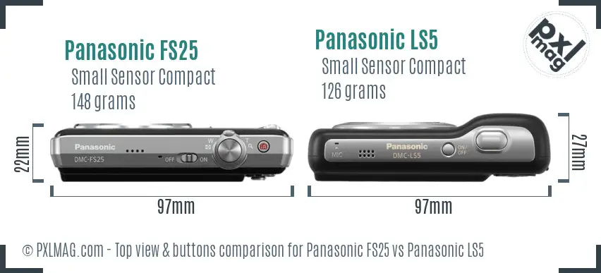 Panasonic FS25 vs Panasonic LS5 top view buttons comparison