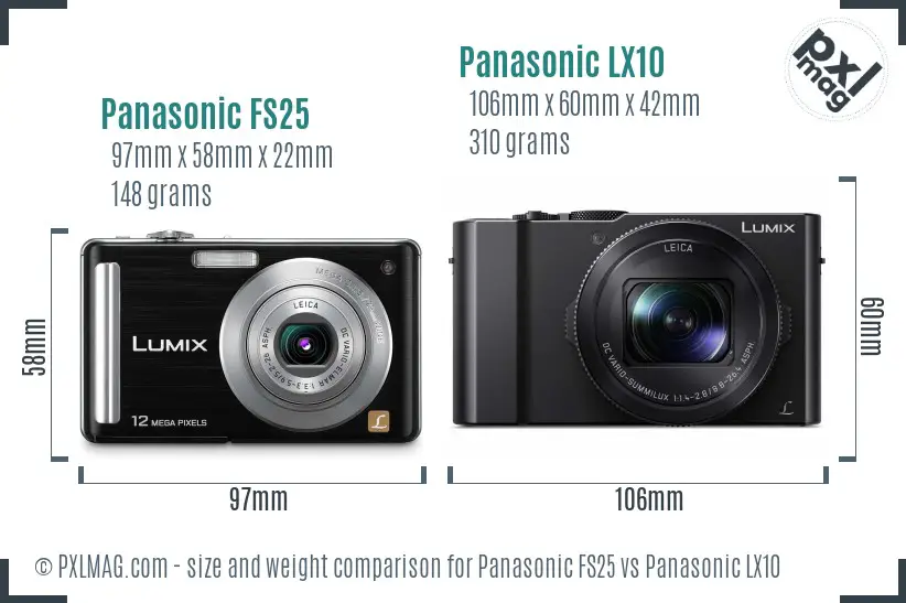 Panasonic FS25 vs Panasonic LX10 size comparison