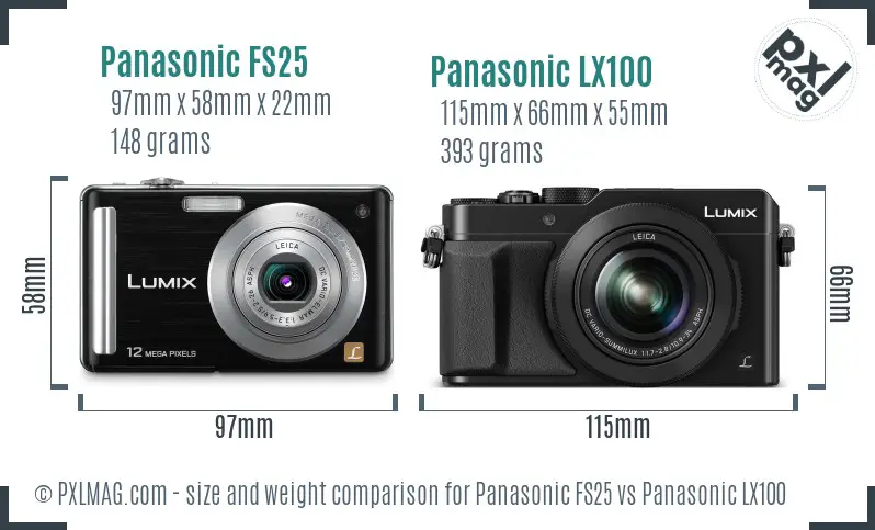 Panasonic FS25 vs Panasonic LX100 size comparison