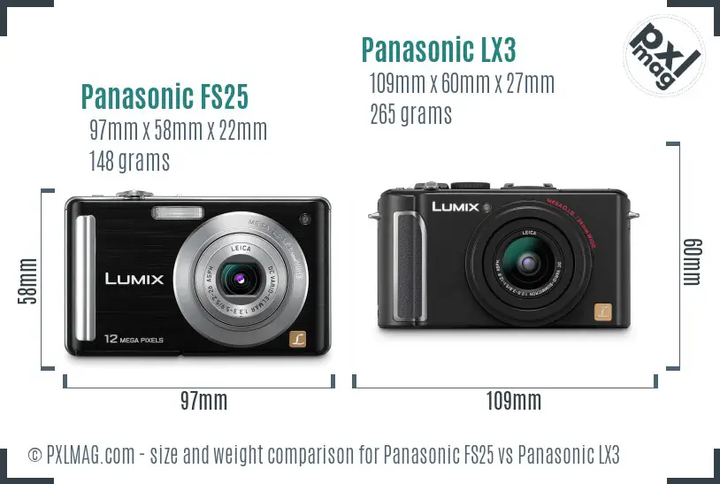 Panasonic FS25 vs Panasonic LX3 size comparison Panasonic FS25 vs Panasonic LX3 size comparison