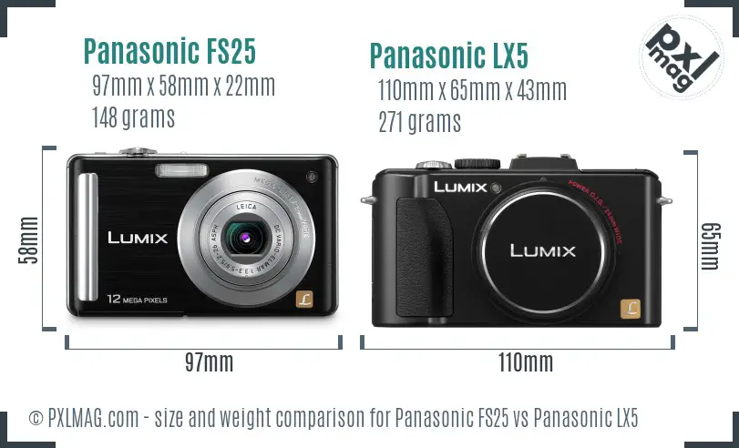 Panasonic FS25 vs Panasonic LX5 size comparison