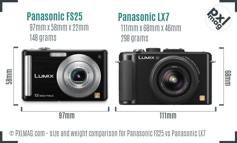 Panasonic FS25 vs Panasonic LX7 size comparison Panasonic FS25 vs Panasonic LX7 size comparison