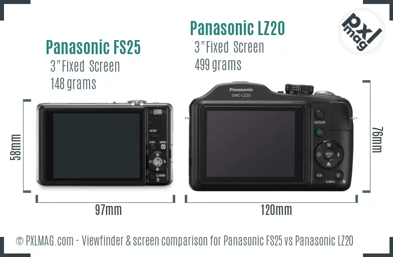 Panasonic FS25 vs Panasonic LZ20 Screen and Viewfinder comparison