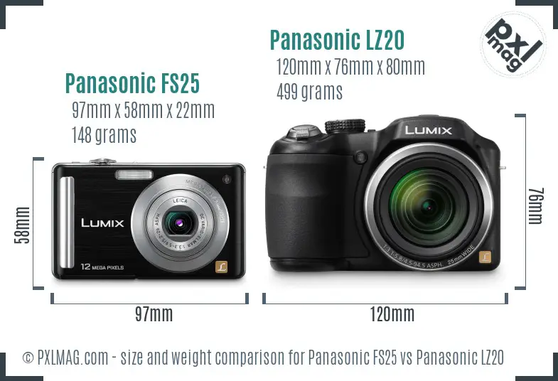 Panasonic FS25 vs Panasonic LZ20 size comparison