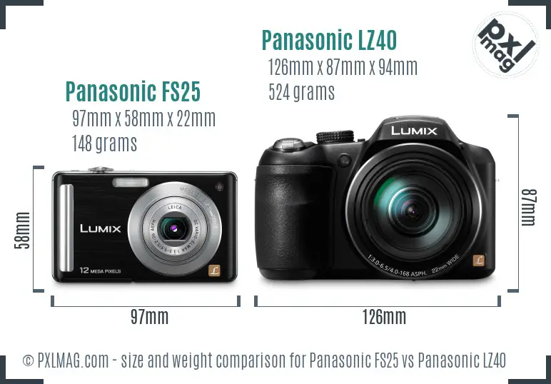 Panasonic FS25 vs Panasonic LZ40 size comparison Panasonic FS25 vs Panasonic LZ40 size comparison