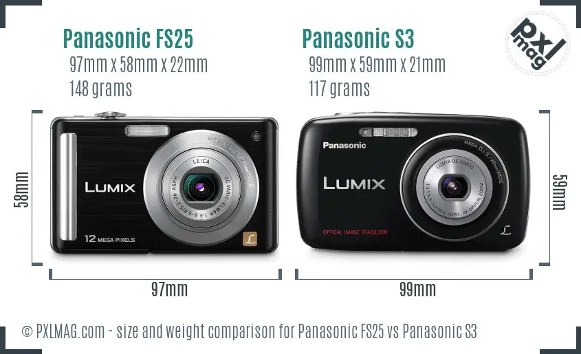 Panasonic FS25 vs Panasonic S3 size comparison