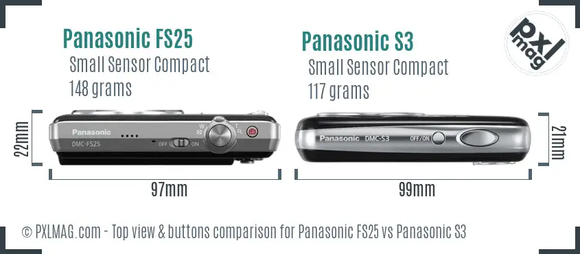 Panasonic FS25 vs Panasonic S3 top view buttons comparison