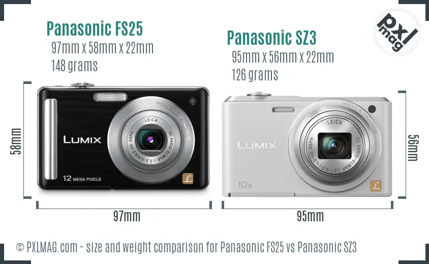 Panasonic FS25 vs Panasonic SZ3 size comparison