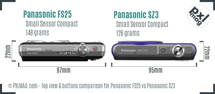 Panasonic FS25 vs Panasonic SZ3 top view buttons comparison