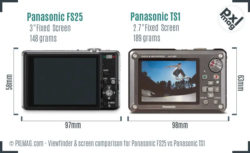 Panasonic FS25 vs Panasonic TS1 Screen and Viewfinder comparison