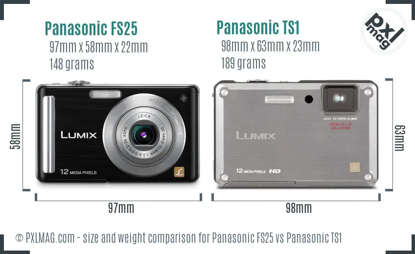 Panasonic FS25 vs Panasonic TS1 size comparison