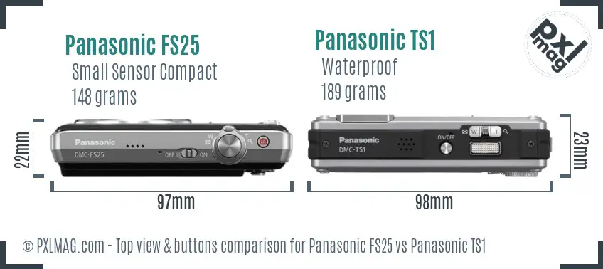 Panasonic FS25 vs Panasonic TS1 top view buttons comparison