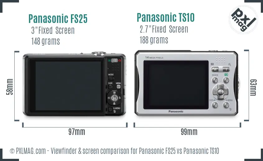 Panasonic FS25 vs Panasonic TS10 Screen and Viewfinder comparison Panasonic FS25 vs Panasonic TS10 Screen and Viewfinder comparison