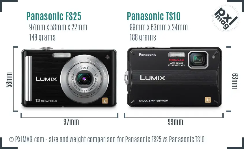 Panasonic FS25 vs Panasonic TS10 size comparison Panasonic FS25 vs Panasonic TS10 size comparison