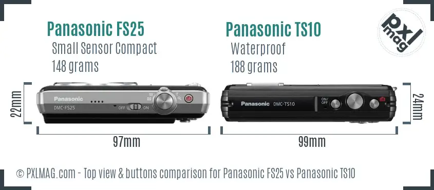 Panasonic FS25 vs Panasonic TS10 top view buttons comparison Panasonic FS25 vs Panasonic TS10 top view buttons comparison