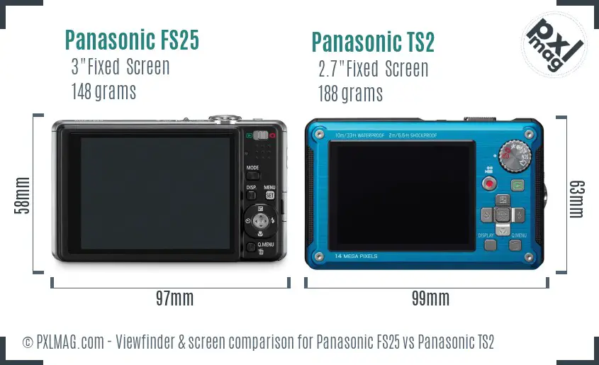 Panasonic FS25 vs Panasonic TS2 Screen and Viewfinder comparison
