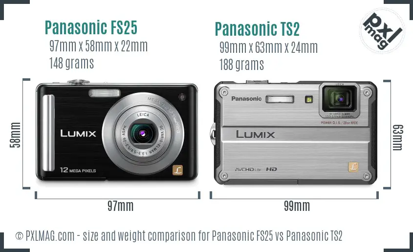 Panasonic FS25 vs Panasonic TS2 size comparison