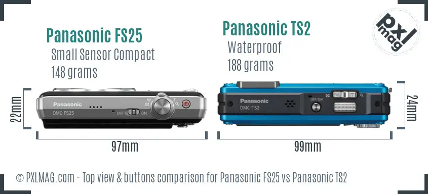 Panasonic FS25 vs Panasonic TS2 top view buttons comparison