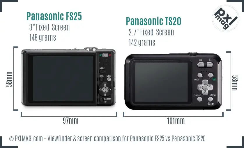 Panasonic FS25 vs Panasonic TS20 Screen and Viewfinder comparison Panasonic FS25 vs Panasonic TS20 Screen and Viewfinder comparison
