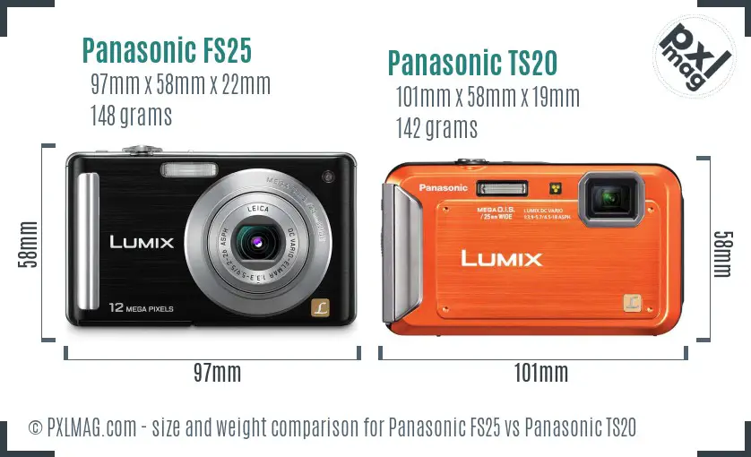 Panasonic FS25 vs Panasonic TS20 size comparison Panasonic FS25 vs Panasonic TS20 size comparison