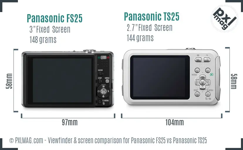 Panasonic FS25 vs Panasonic TS25 Screen and Viewfinder comparison