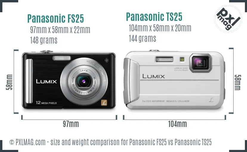 Panasonic FS25 vs Panasonic TS25 size comparison