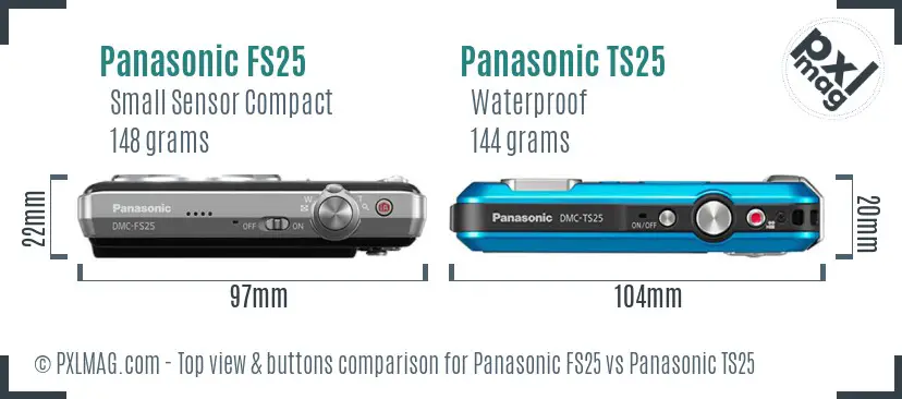 Panasonic FS25 vs Panasonic TS25 top view buttons comparison