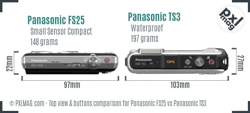 Panasonic FS25 vs Panasonic TS3 top view buttons comparison