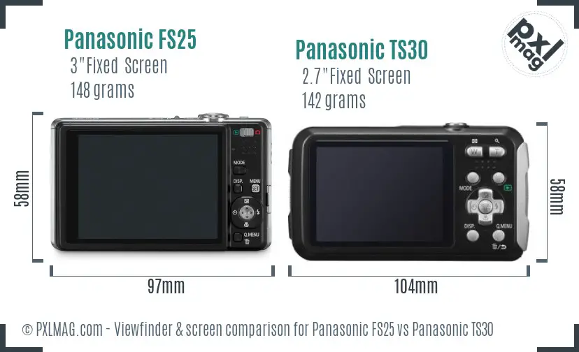 Panasonic FS25 vs Panasonic TS30 Screen and Viewfinder comparison