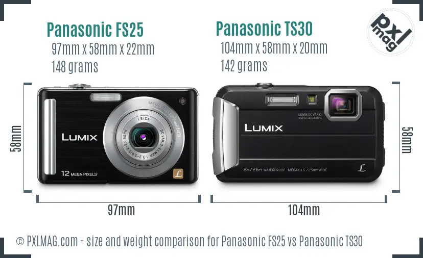 Panasonic FS25 vs Panasonic TS30 size comparison