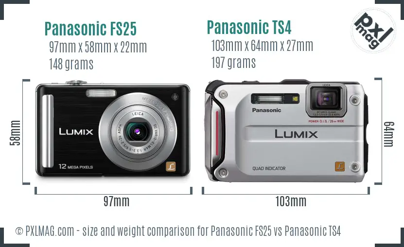 Panasonic FS25 vs Panasonic TS4 size comparison