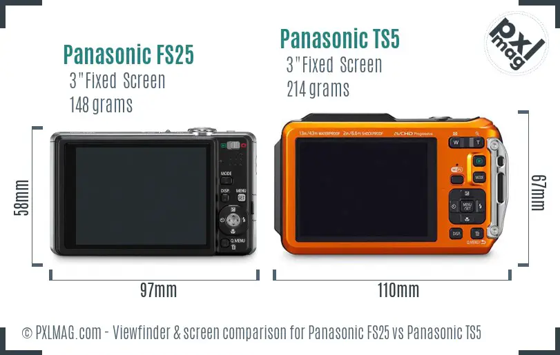 Panasonic FS25 vs Panasonic TS5 Screen and Viewfinder comparison