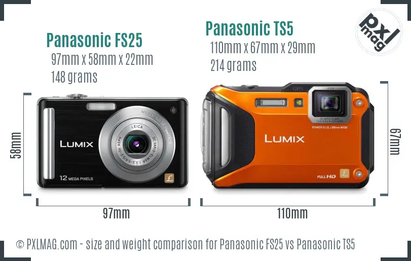 Panasonic FS25 vs Panasonic TS5 size comparison